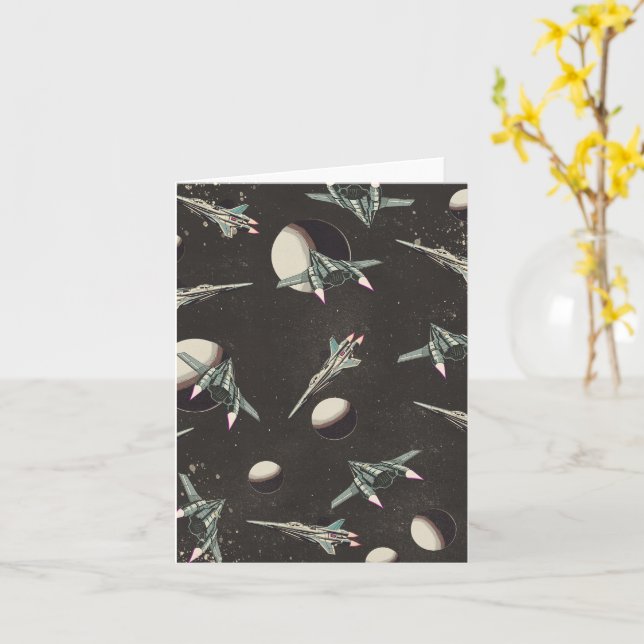 vintage spaceship pattern card (Yellow Flower)