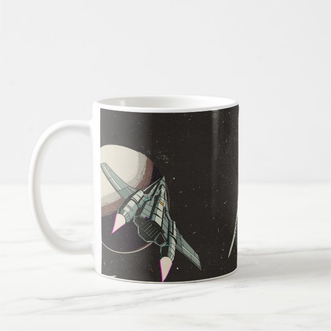 vintage spaceship pattern coffee mug (Left)