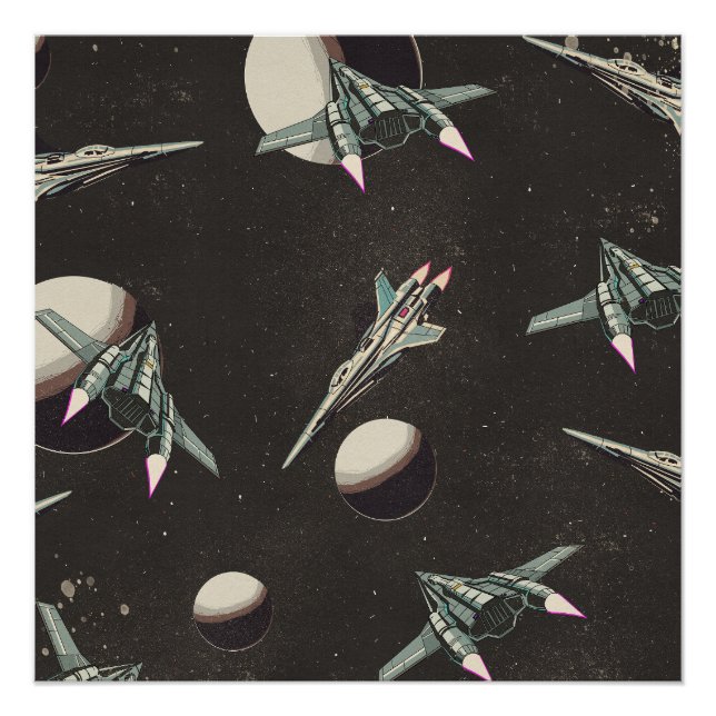 vintage spaceship pattern poster (Front)