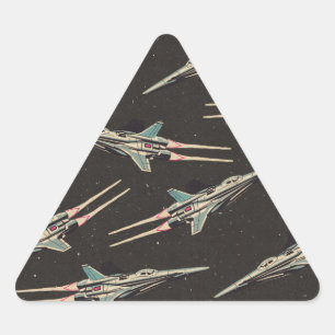 vintage spaceship pattern triangle sticker