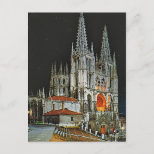 Vintage Spain, Burgos, Cathedral,  by night Postcard