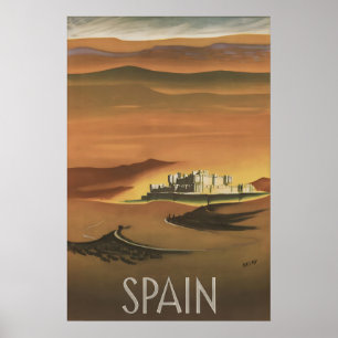 Vintage Spain Castle Travel Poster Coca Segovia