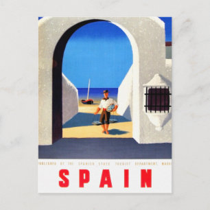 Vintage Spain Fisherman Travel Postcard