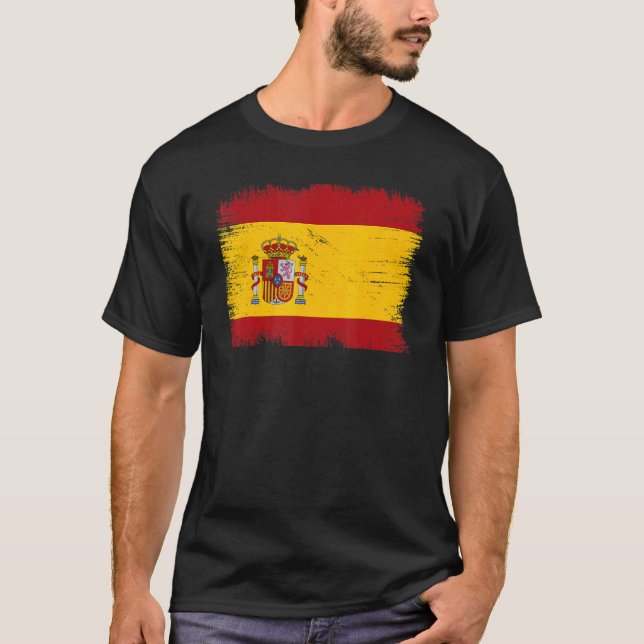 Vintage Spain Flag Spanish Independence Day T-Shirt (Front)