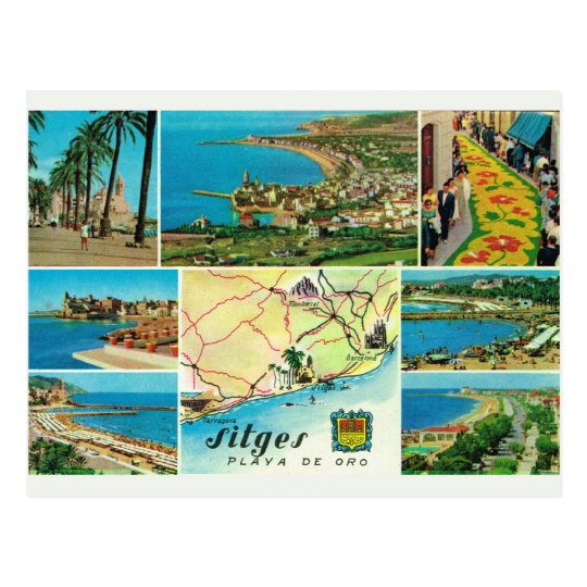 Vintage Spain, Sitges, Playo de oro Postcard
