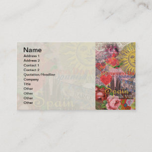 Vintage Spain Sunshine Travel Collage Retro Europe Business Card