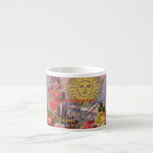 Vintage Spain Sunshine Travel Collage Retro Europe Espresso Cup