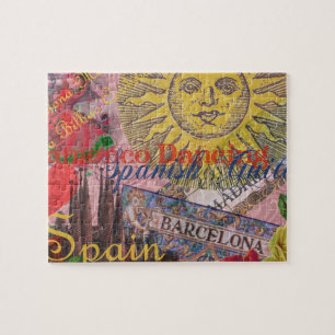 Vintage Spain Sunshine Travel Collage Retro Europe Jigsaw Puzzle