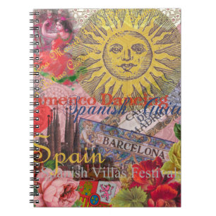 Vintage Spain Sunshine Travel Collage Retro Europe Notebook