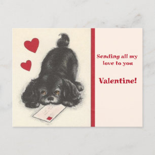 Vintage Spaniel Puppy Dog 1950's Valentine Postcard