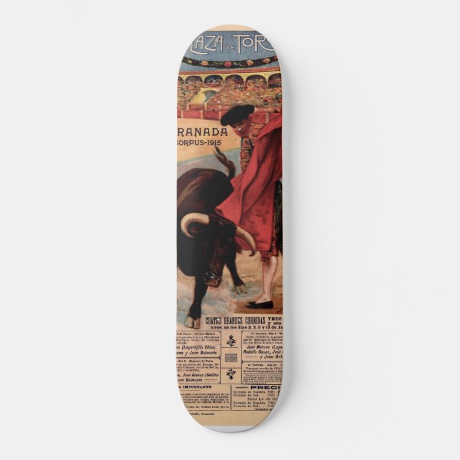 Vintage Spanish Bullfighting Skateboard (Front)