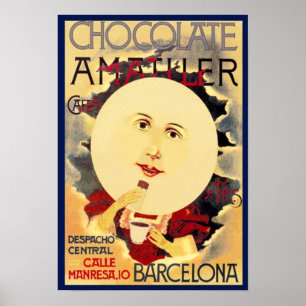 Vintage Spanish Chocolate Ad Poster