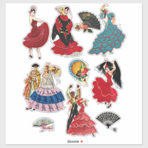 Vintage Spanish Flameco Dancer women hand fans