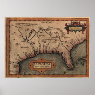Vintage Spanish Map of Florida Discovery (1584) Poster