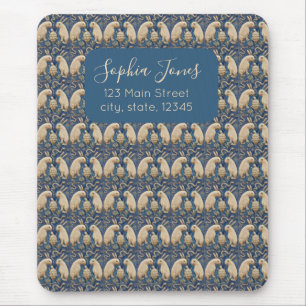 Vintage Spanish Tile Animal Rabbit Tortoise Blue Mouse Mat