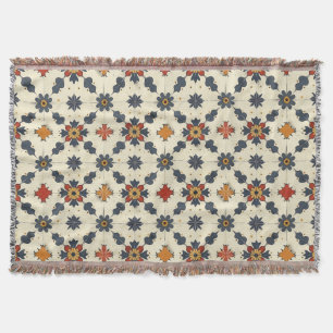 Vintage Spanish Tile Pattern Throw Blanket