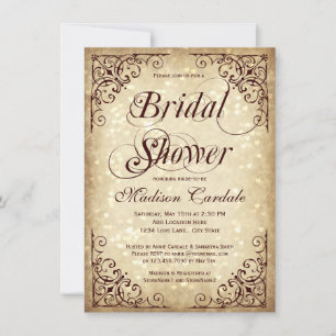 Vintage Sparkle Rustic Bridal Shower Invitations