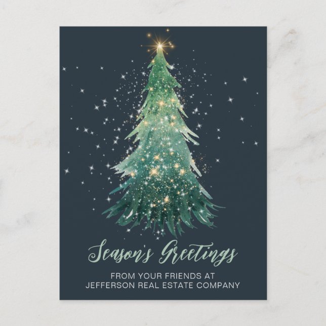 Vintage Sparkling Christmas Tree Company Business  Holiday Postcard (Front)