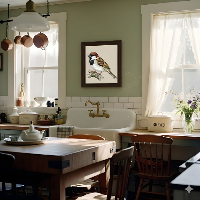 Vintage Sparrow Bird Illustration  Poster (Creator Uploaded)