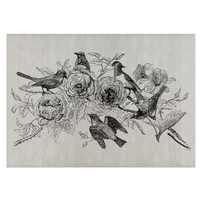 Vintage Sparrow Birds Personalised Sparrows Bird Cutting Board (Front)