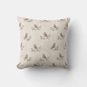 Vintage Sparrow Botanical Cushion Cover