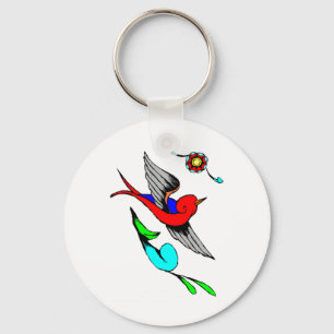 Vintage Sparrow Tattoo Key Ring
