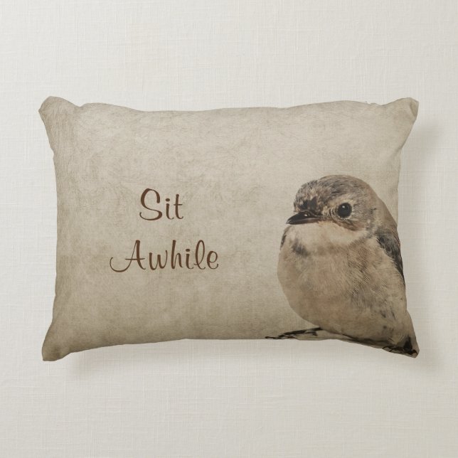 VINTAGE SPARROW THROW PILLOW (Front)
