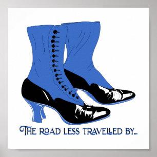 Vintage Spat Boots, road less travelled by Poster