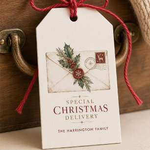 Vintage Special Christmas Delivery Envelope Gift Tags
