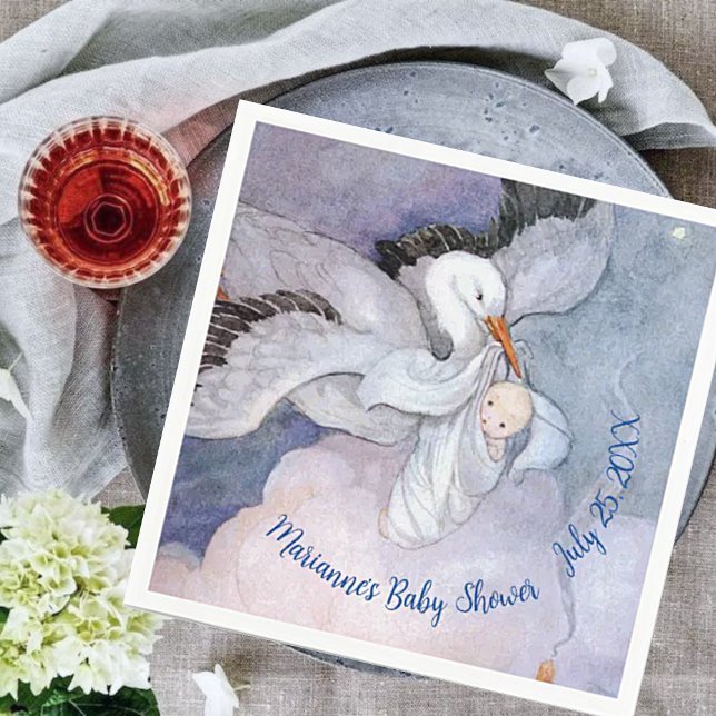 Vintage Special Delivery Stork Baby Shower Napkin (Creator Uploaded)