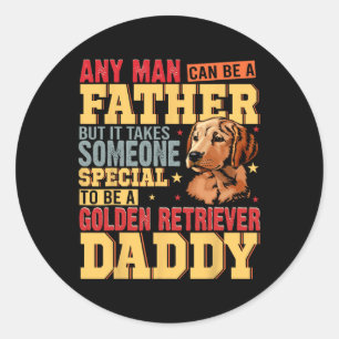 Vintage Special Golden Retriever Daddy Fathers Day Classic Round Sticker