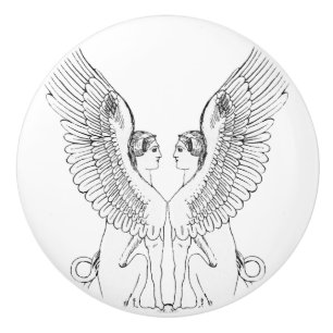 Vintage Sphinx illustration Ceramic Knob