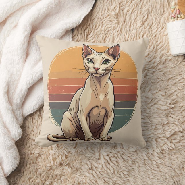 Vintage Sphynx Cat Mom Retro Art Cushion (Blanket)