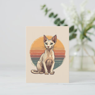 Vintage Sphynx Cat Mom Retro Art Postcard