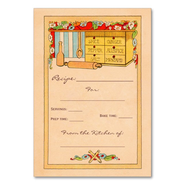 Vintage Spice Box Recipe Card Bridal Shower (Front)