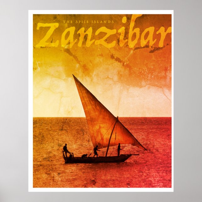 Vintage Spice Islands Zanzibar Travel Poster (Front)