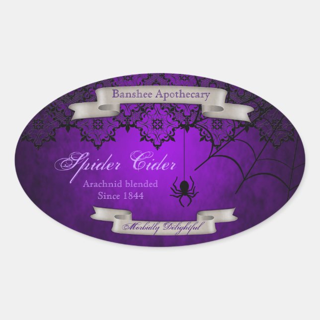 Vintage Spider Cider Halloween Bottle Stickers (Front)