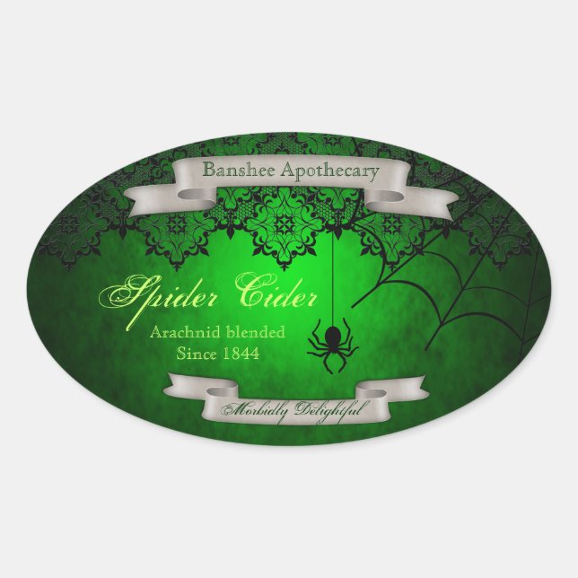 Vintage Spider Cider Halloween Bottle Stickers (Front)
