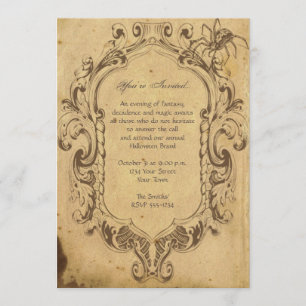 Vintage Spider Frame Halloween Party Invitation