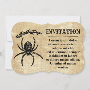 Vintage Spider Hanging From Branch Invitation