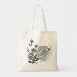Vintage Spider web and flowers Tote Bag