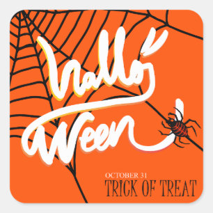Vintage Spider web Trick or Treat Halloween Square Sticker