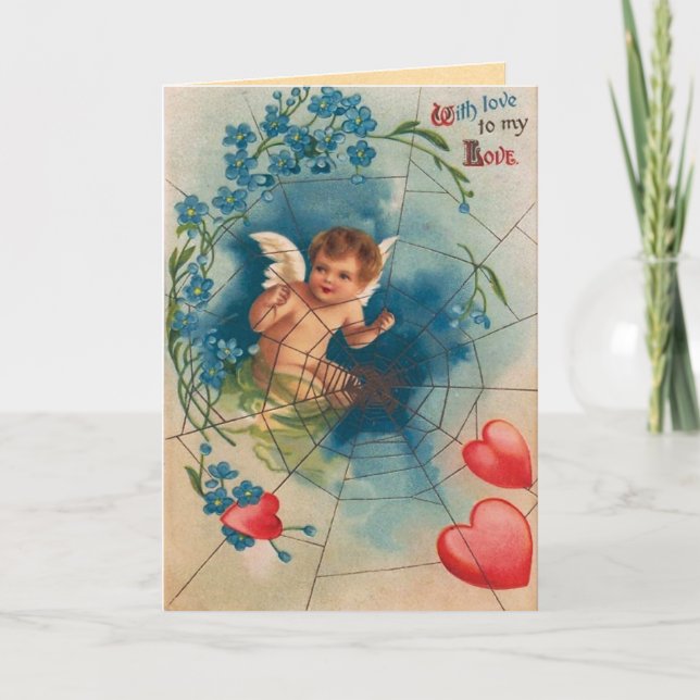 Vintage Spider Web Valentine's Day Card (Front)