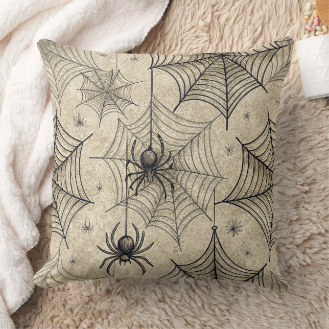Vintage Spiders and Webs Halloween Pattern Cushion (Blanket)