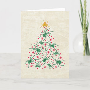 Vintage Spiders Christmas Tree Holiday Card
