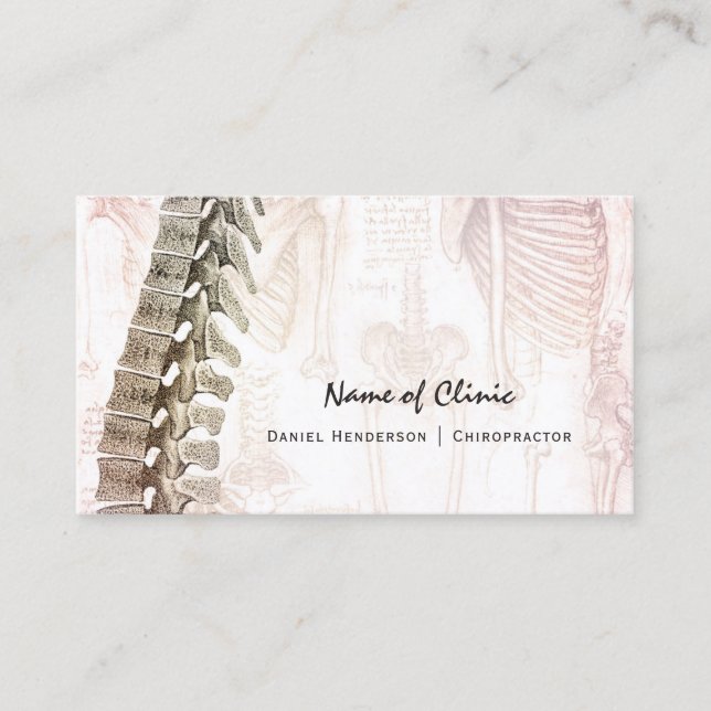 Vintage Spine Chiropractor Appointment Reminder Card (Front)