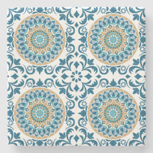 Vintage Spiral Tile Pattern Stone Coaster