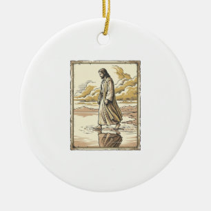 Vintage Spiritual Water Walk Engraving Ceramic Tree Decoration