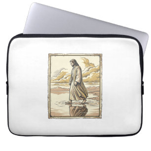 Vintage Spiritual Water Walk Engraving Laptop Sleeve
