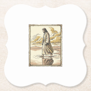 Vintage Spiritual Water Walk Engraving Paper Coaster